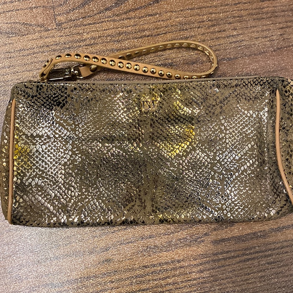 DVF Leather Clutch Wristlet- Snakeskin